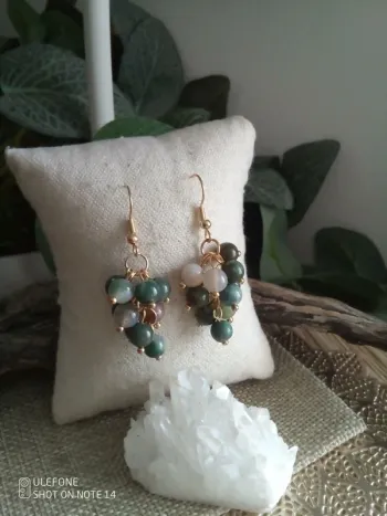 Boucles d'oreilles grappes de raisin en pierre d'agate indienne