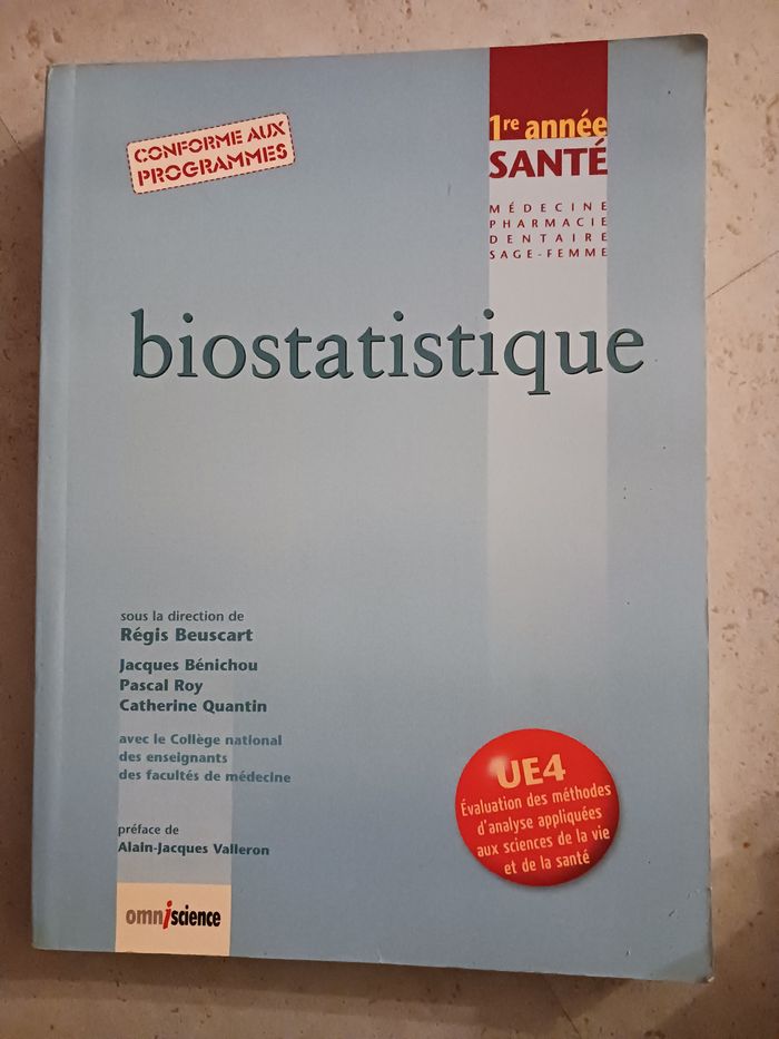 livre biostatistique 1 ere année santé