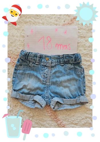 short en jeans fille 18 mois bleu taille elastique