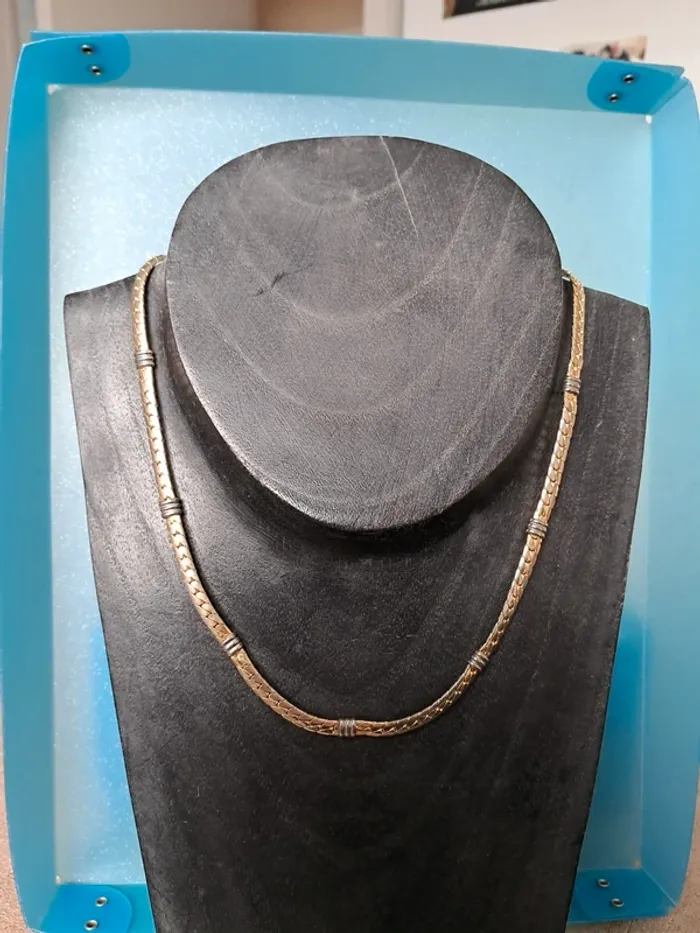 Collier maille plate deux tons