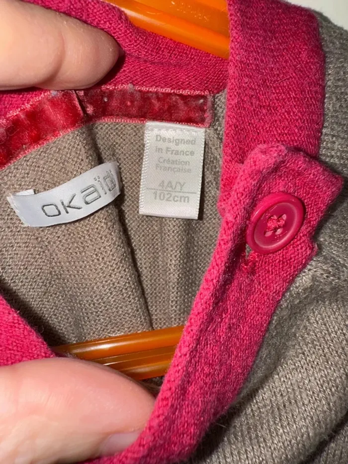 Robe Okaïdi en maille - Taupe et rose - Très bon état - photo numéro 2