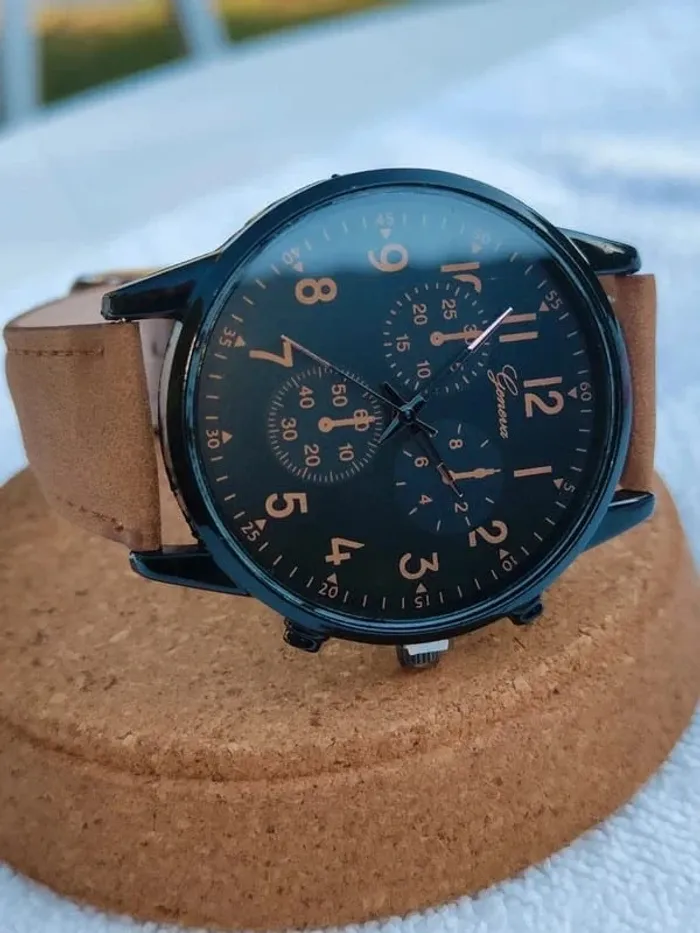 Montre brun, noir, orange, style jazzy - photo numéro 2