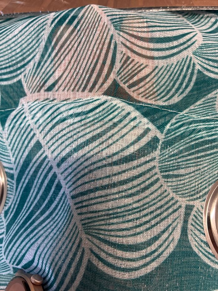 Lot de 2 voilages vert canard feuillages 140x250 2Adeco - photo numéro 4