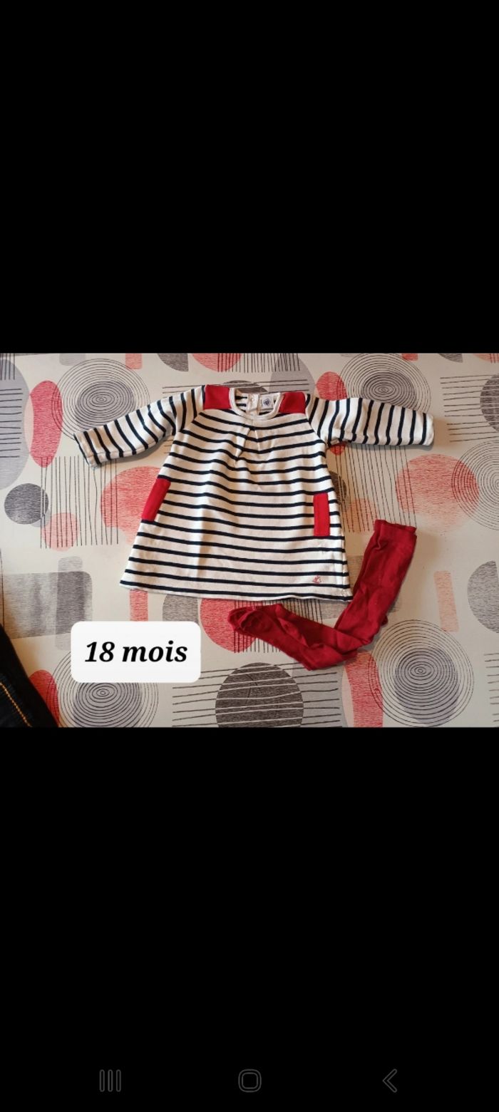 Tenue ensemble robe marinière Taille 18 mois 👧 - photo numéro 1
