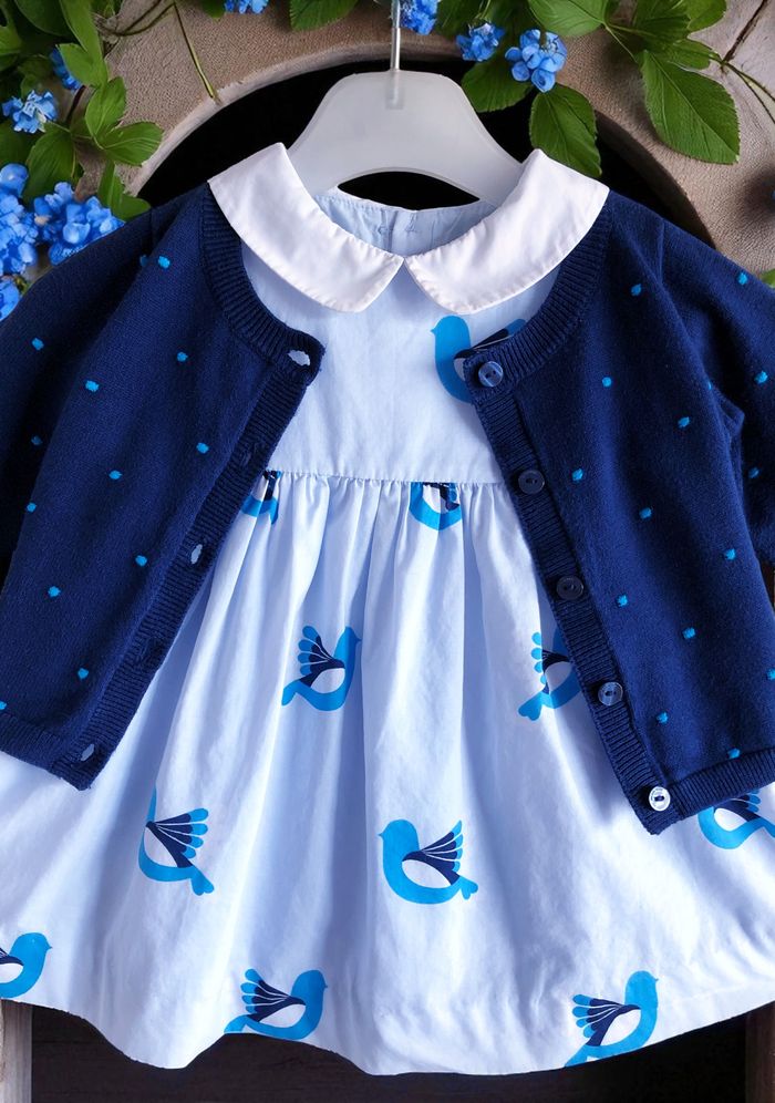 JACADI - ENSEMBLE 3P BÉBÉ FILLE - ROBE, CULOTTE & GILET MOTIF TOURTERELLES 6M - photo numéro 3