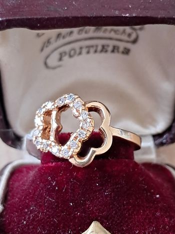 Bague plaquée or double fleur