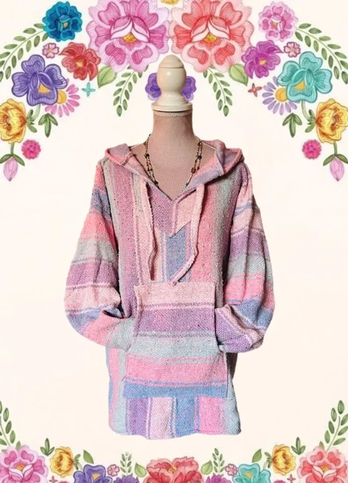🌸💜Baja Hoodie artisanal boho ethnique Made in Mexico ethnic festival vibes sweat🌸💜