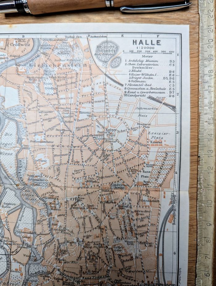 Imprimée en 1914, Halle-sur-Saale, Allemagne, Vintage Authentique (cadre non inclus ) - photo numéro 7