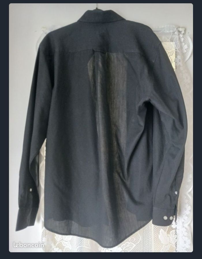 Chemise noire, couleur unie - photo numéro 2