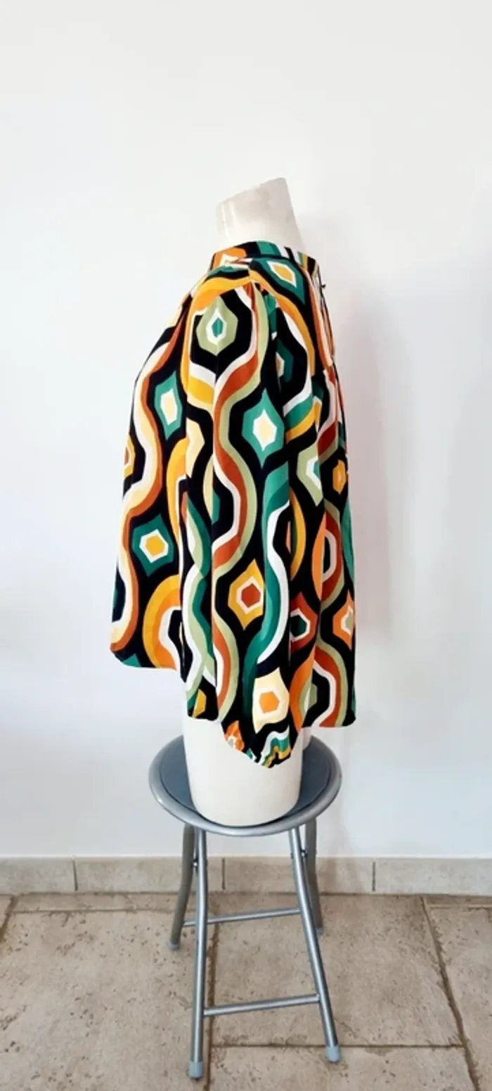 Blouse ysha imprimée graphique multicolore neuve avec étiquette 38 - photo numéro 9