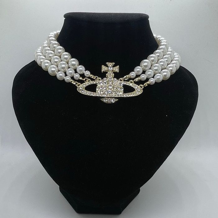 Collier triple rangs doré perle