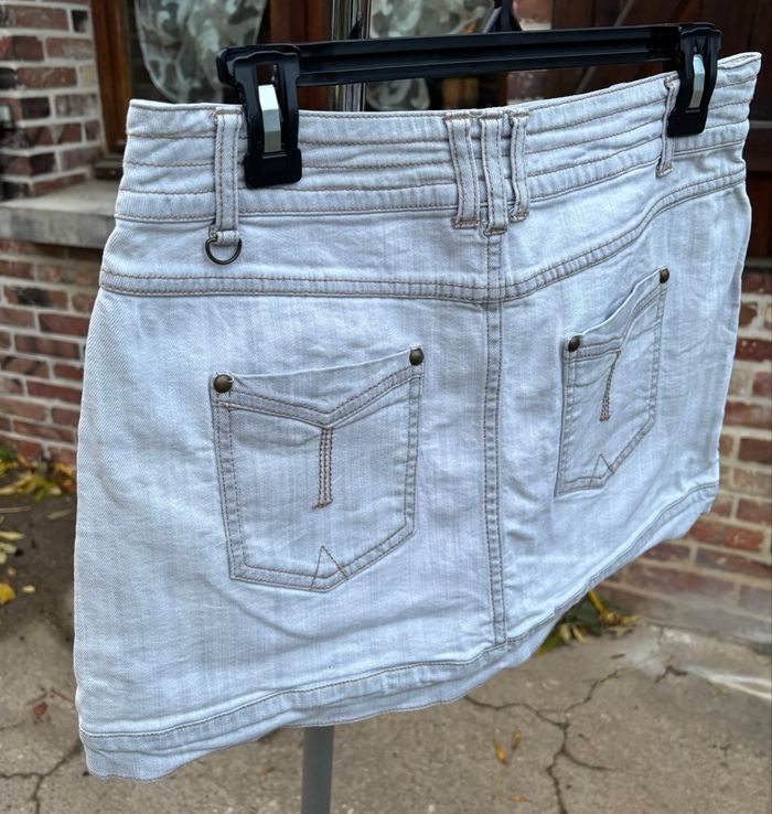 🤍 Jupe courte en jean blanc cassé – Promod – Taille 38 - photo numéro 4