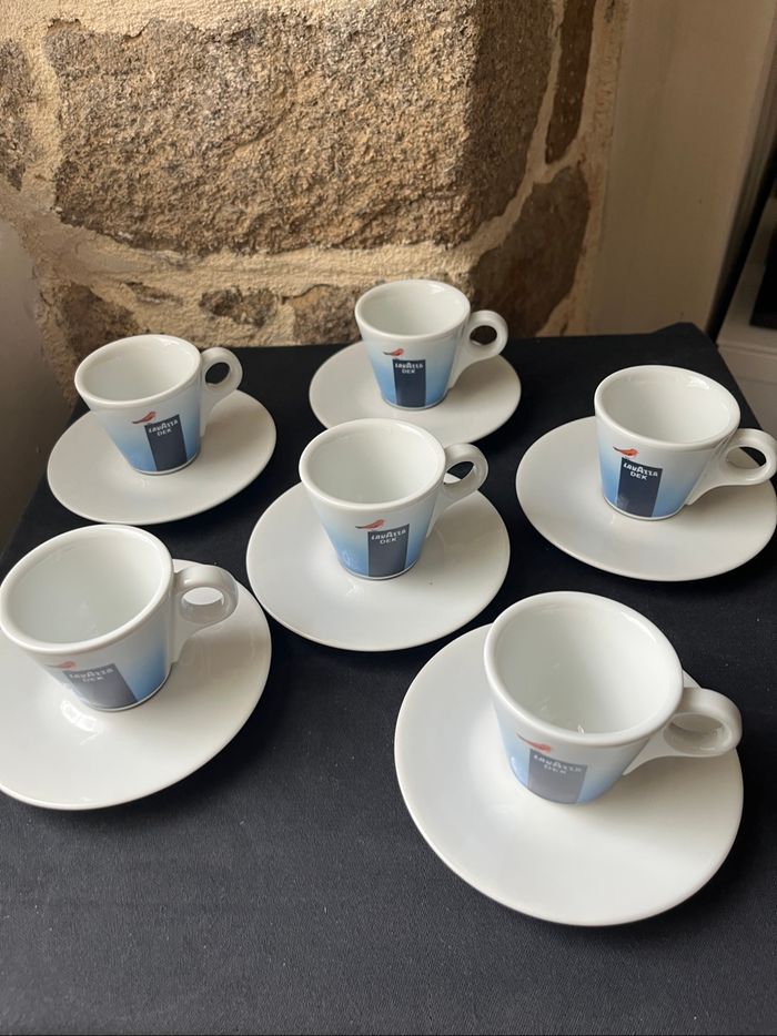 Lot de 6 tasses et 6 sous tasse Lavazza DEK IPA Italie Vintage - photo numéro 5