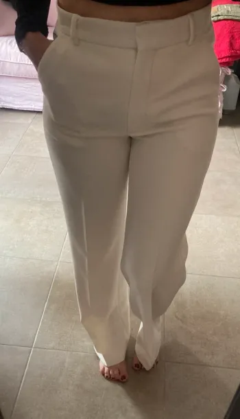The kooples pantalon pinces costume taille haute crème FPAN24026 ecru01 taille 36 évasé