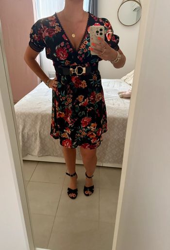 Robe blouse d’été noire fleurie SHEIN taille M