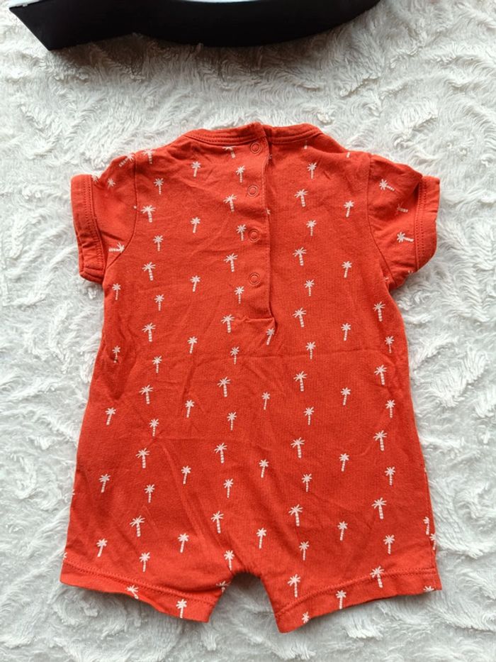 Combinaison combi short barboteuse Garçon 1 mois Petit capitaine palmier Kiabi 100% coton - photo numéro 7