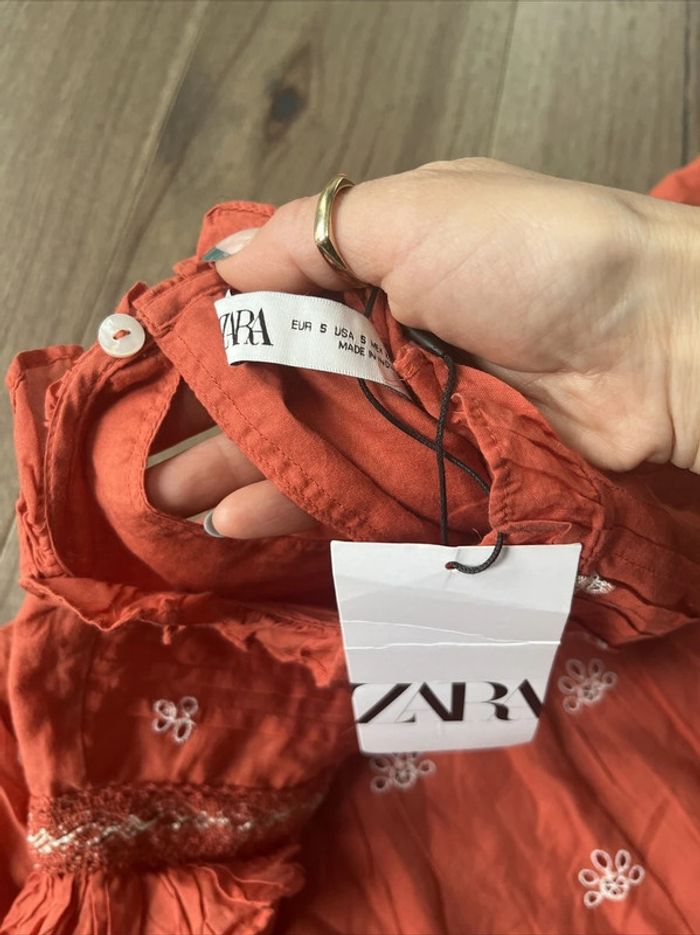 Robe corail brodée bohème Zara taille S - photo numéro 6