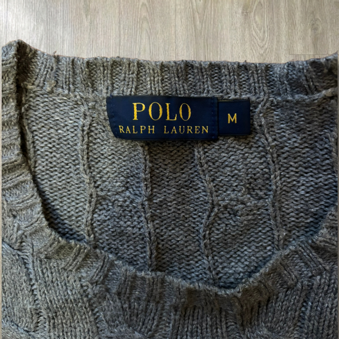 Beau pull Ralph Lauren torsadé - Gris - Taille M - photo numéro 6