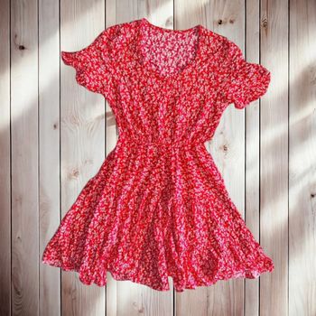 🌸 Jolie robe rouge et blanche fleuris vintage - Taille 38 🌸