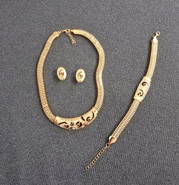 Parure bijoux rose gold collier bracelet et boucles d'oreilles
