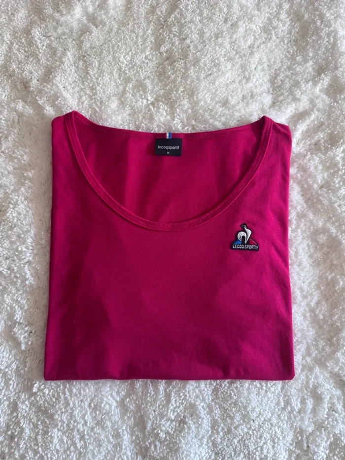 T-shirt fuchsia Le Coq Sportif – Taille M – Coupe féminine & dynamique - photo numéro 2