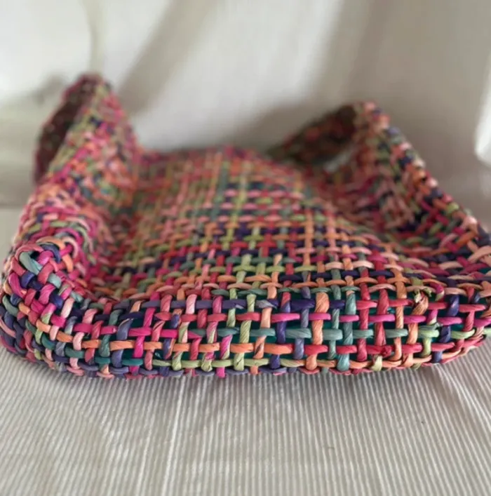 Sac à main paille tressé coloré - photo numéro 4