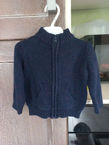 Gilet bleu marine points rouges 12 mois Tex baby