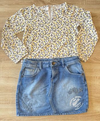 Ensemble haut manches longues et jupe jean Kaporal