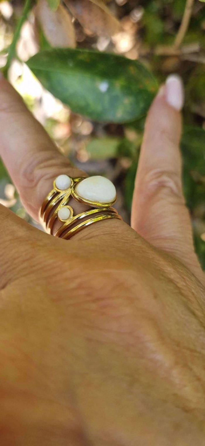 Bague réglable acier inoxydable or pierres blanches mile Mila - photo numéro 5