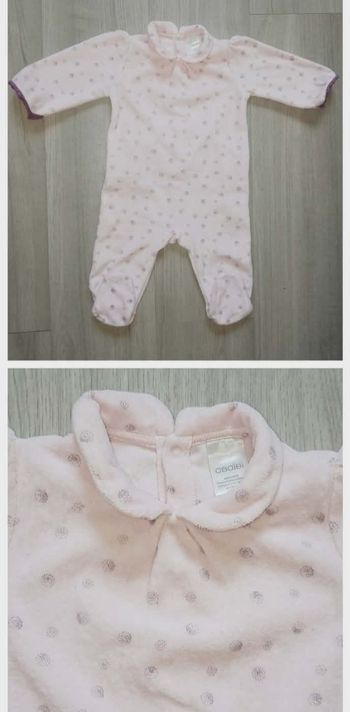 Pyjama velours rose poudré pois dorés Obaïbi - 6/9 mois (68 cm)