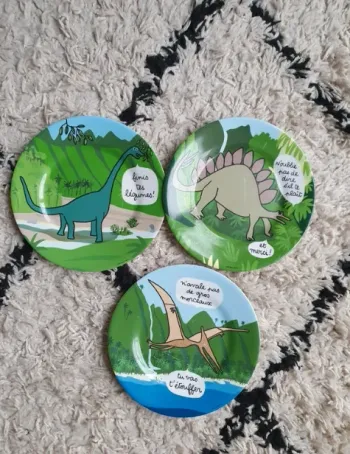 Lot 3 Assiettes Dinosaures vaisselle enfant incassable pour bébé / enfant