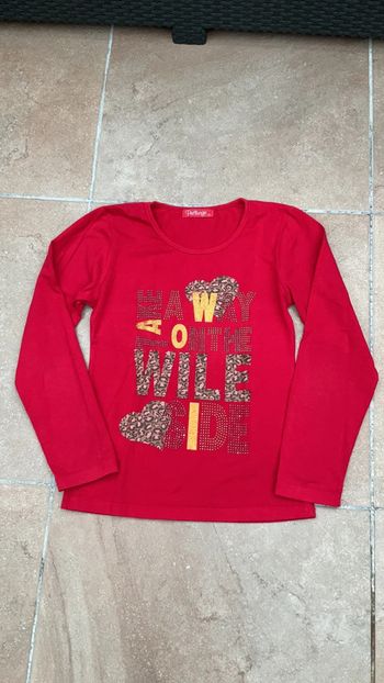 T-shirt rouge imprimé léopard 14 ans (n°41)