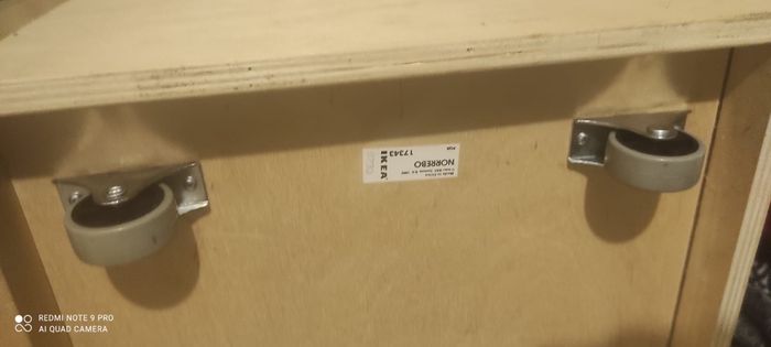 Banc de rangement en bois avec tiroirs et roulettes - photo numéro 2