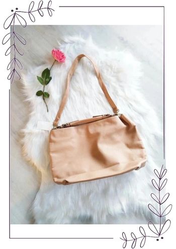 Grand sac à main cabas fourre-tout en simili cuir granulé beige camel H&M