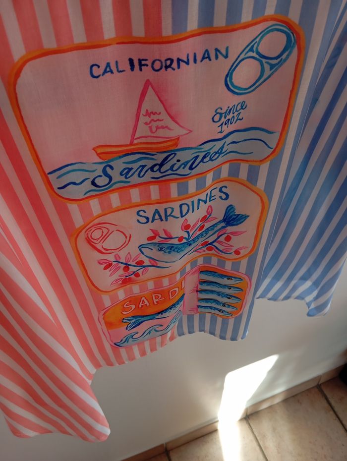 Chemise rose bleu rayé Californie lin taille L XL - photo numéro 2