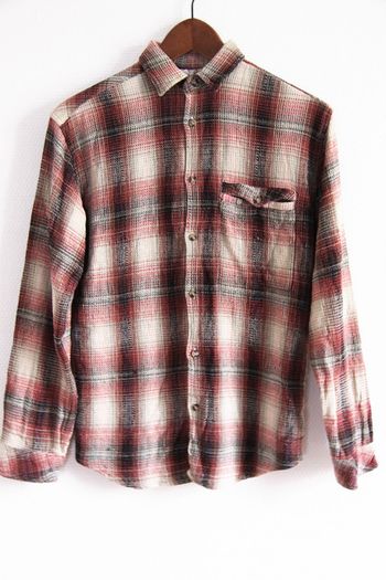 Vintage 90's chemise texturée à carreaux rouges / blancs