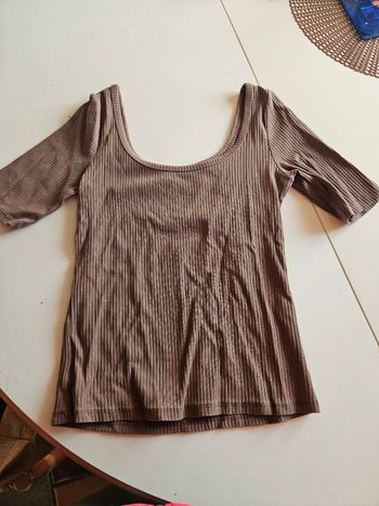 T-shirt manche 3/4 marron