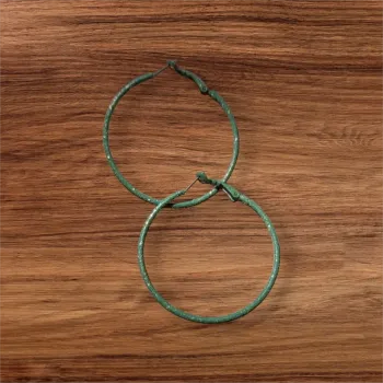 💚 Créoles vintage vert émeraude effet texturé 💚