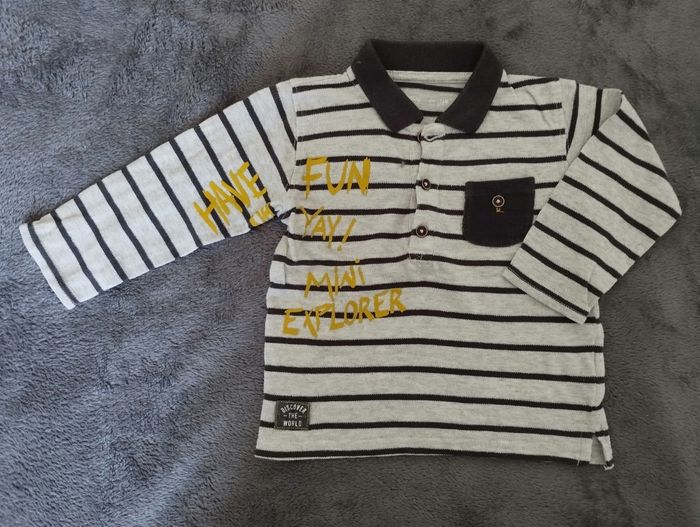 Polo rayures gris 24 mois