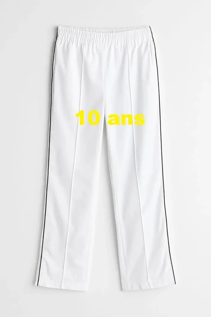 Pantalon de sport blanc liseré noir avec fermeture éclair en bas Poivre Blanc Taille 10 ans