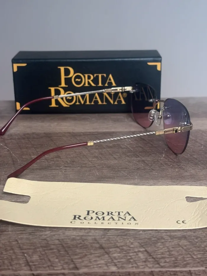 Lunette de soleil ovale Porta Romana verre bleu dégradé rougeâtre - photo numéro 8
