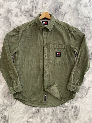 Chemise Tommy Hilfiger Velours Côtelé Kaki XS - Patch 1985 - Logo Tommy Jeans