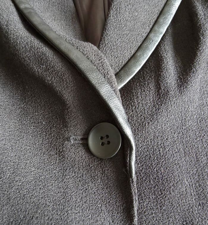 Color Block Blazer Polyester Simili Cuir Noir Neuf Taille 0 (34/36) - photo numéro 4