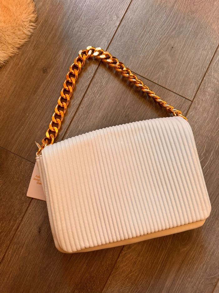 Sac à main blanc et doré - photo numéro 2