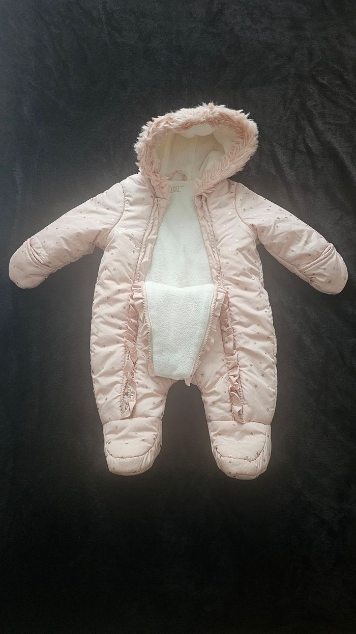 Combinaison pilote bébé Primark rose clair à capuche – 0/3 mois - photo numéro 4