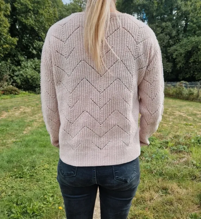 🎀 Superbe pull rose à motif chevrons - Taille 38 - Fashion Private Compagny 🎀 - photo numéro 5