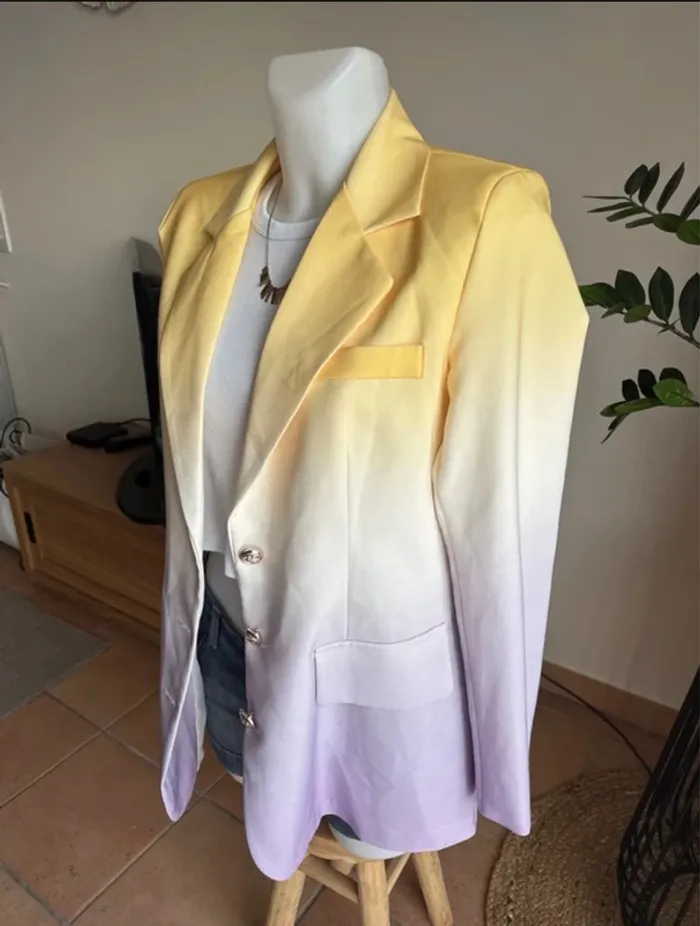 Blazer long tricolore - photo numéro 3