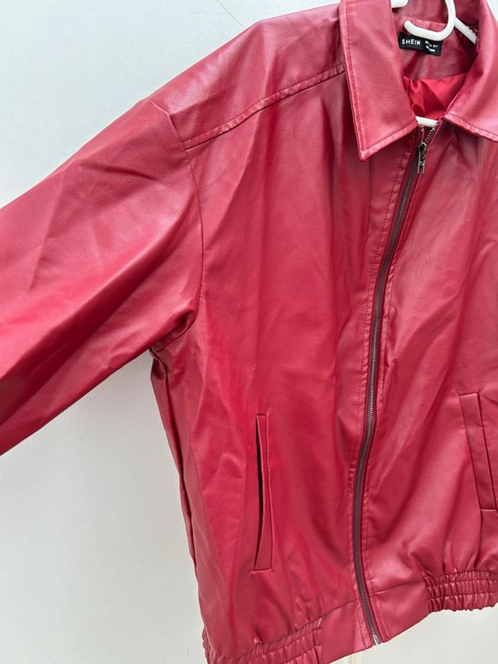 Veste similicuir bordeaux taille s - femme - photo numéro 2