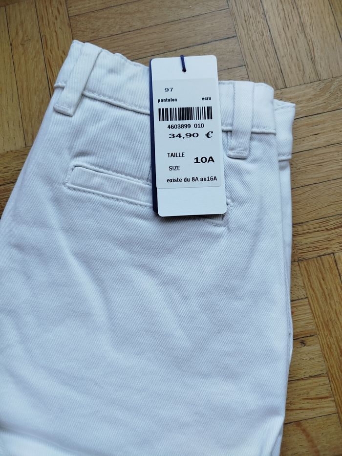 Pantalon jean Oft unisexe garçon fille blanc Cyrillus neuf - photo numéro 2