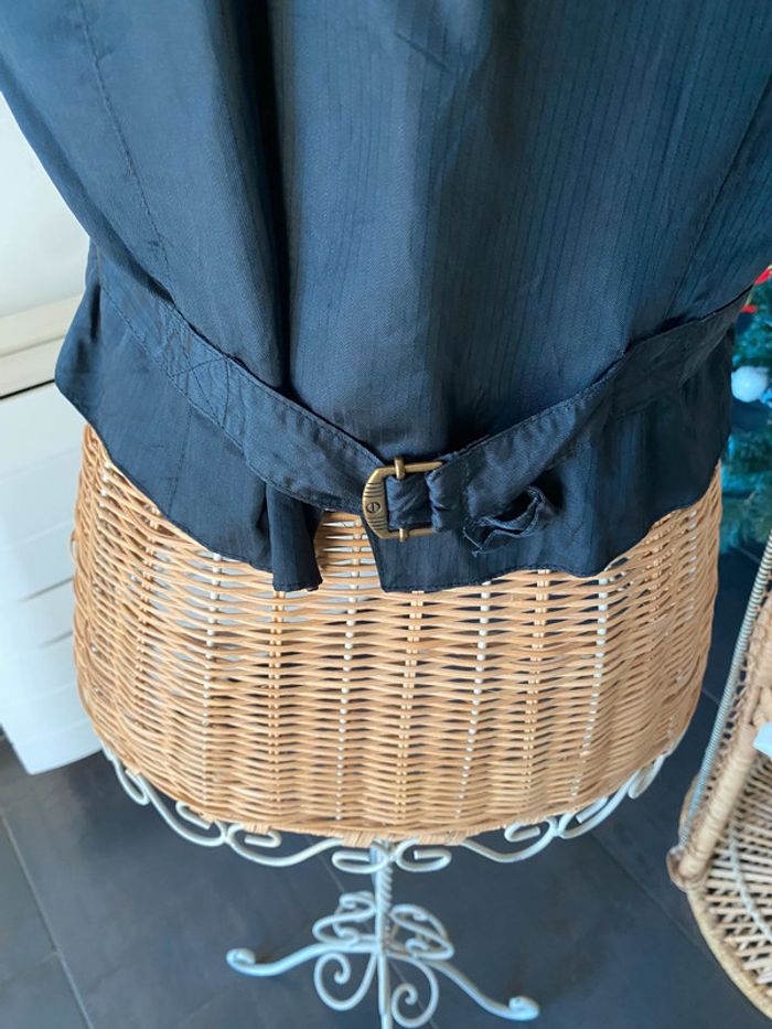 Gilet de tailleur en velours noir avec fleurs grise taille 36 - photo numéro 8